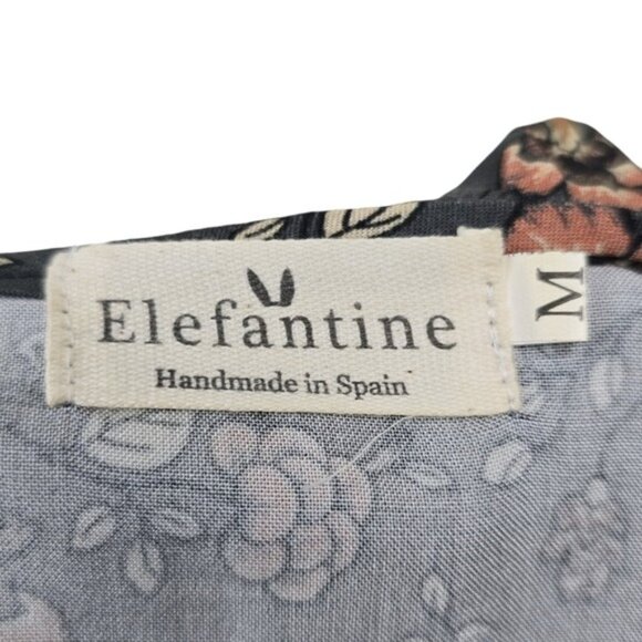 Elefantine Womens Long Sleeve Dark Grey Floral Collared Button Up Shirt Size M - Picture 7 of 8
